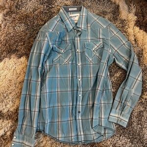 NWOT American Eagle Outfitters Teal Plaid Button Down Shirt